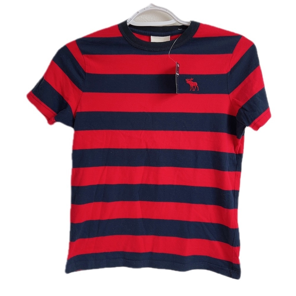 NWT Abercrombie Kids navy stripes red T shirt